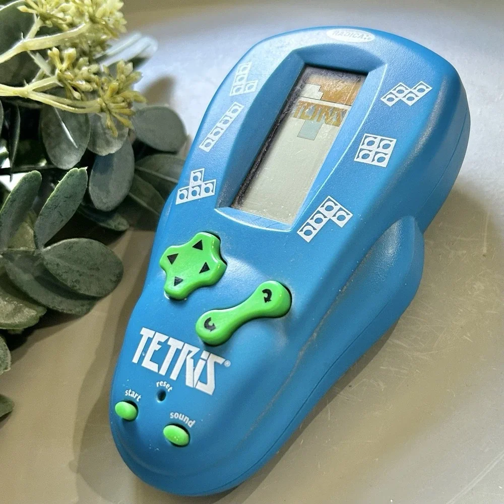 VINTAGE TETRIS Radica Electronic Handheld Pocket Travel Game Blue TESTED & WORKS